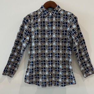 Elegant Women's Button Down Shirt - Geometric Floral